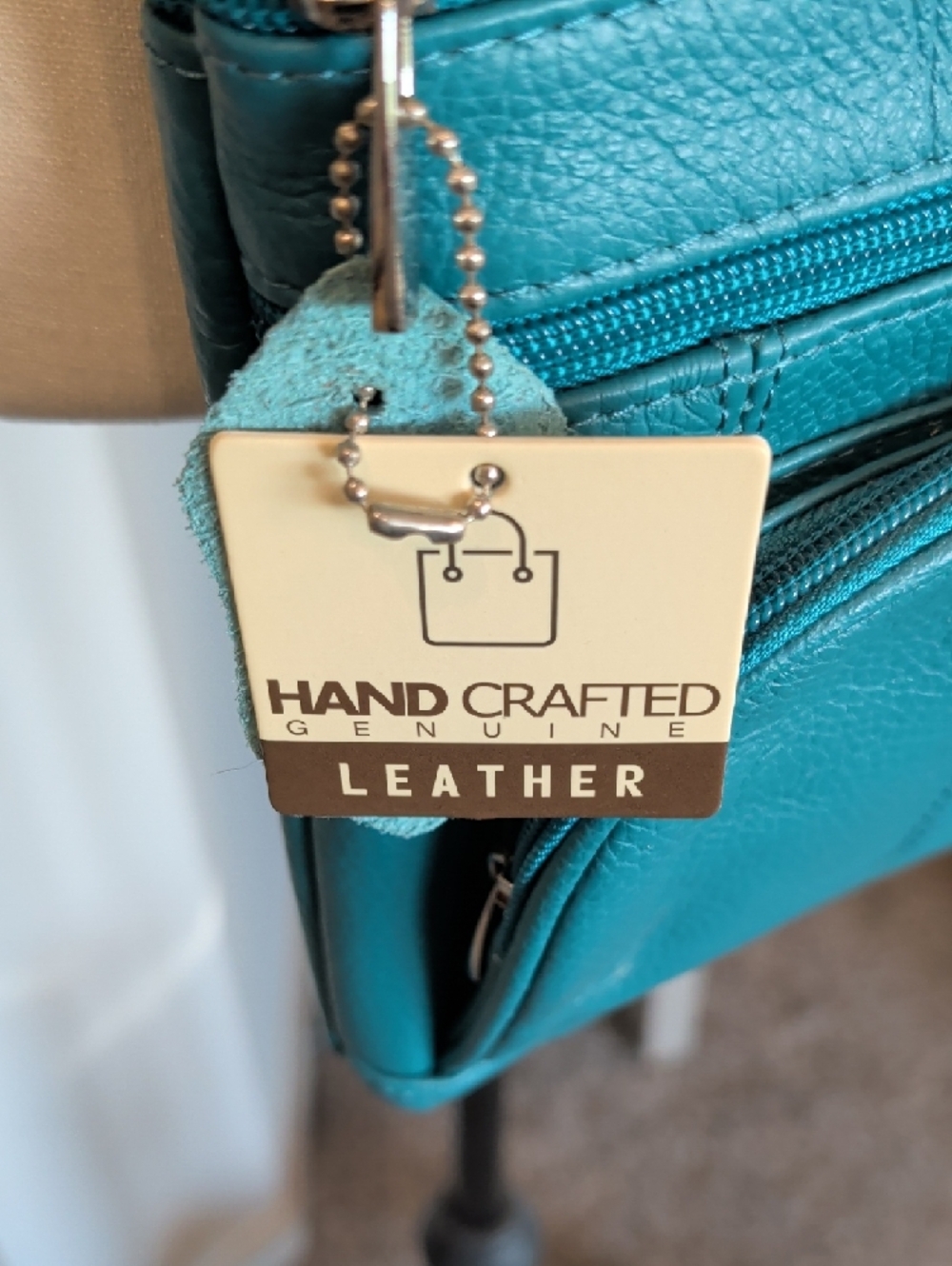 Teal Crossbody Leather Shoulder Bag - Picture 2 of 2